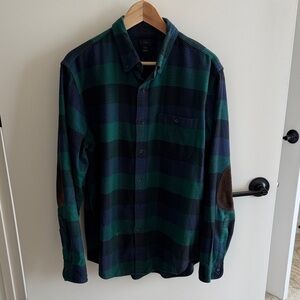 J. Crew Men's Green and Blue Plaid Shirt